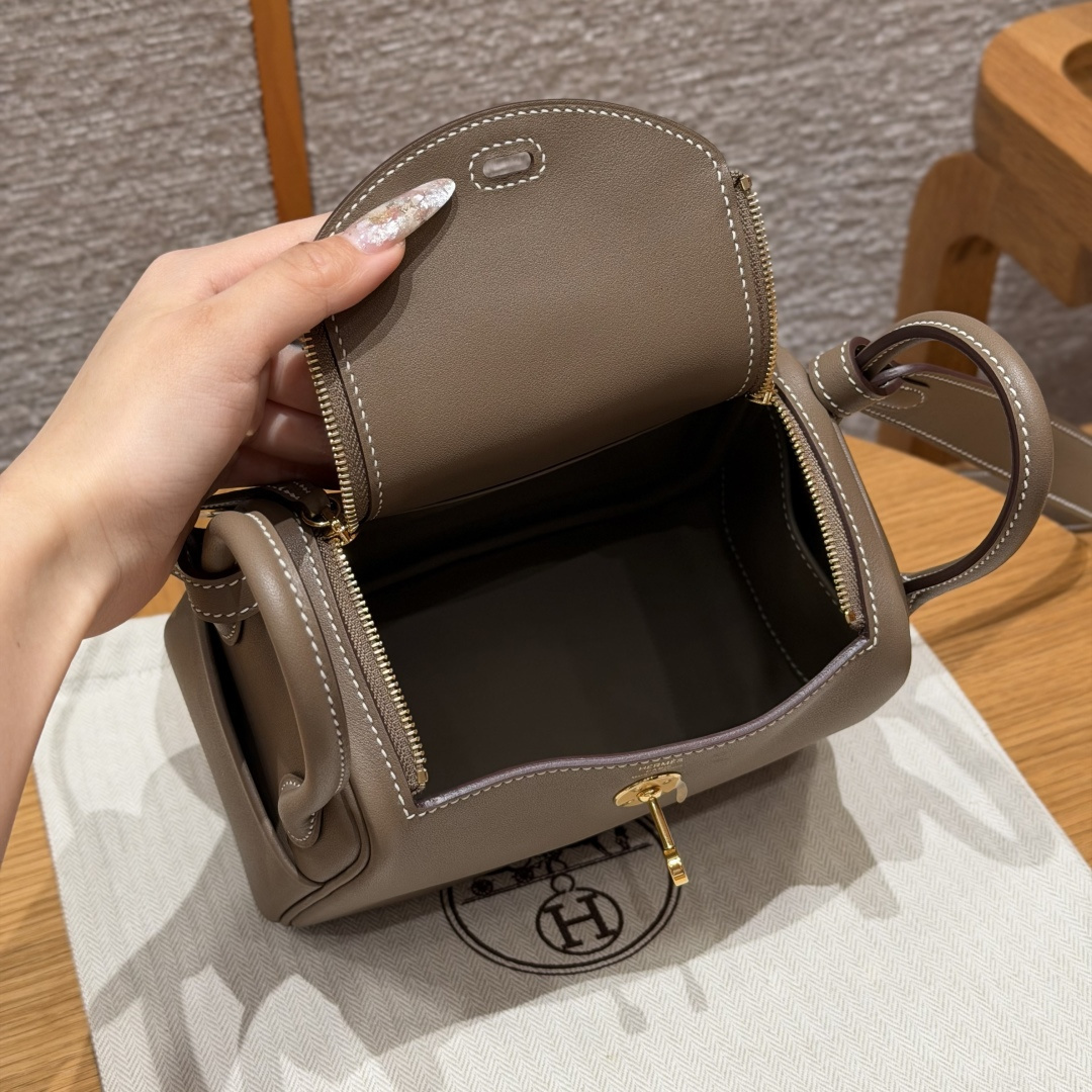 高仿Hermes*Lindy19系列H079086SW18大象灰牛皮金扣純手工