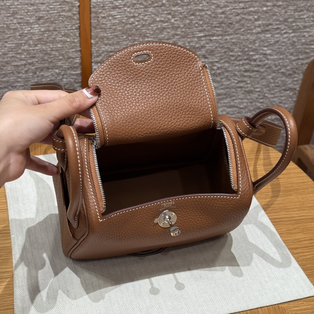 高仿Hermes*Lindy19系列H079086TC37金棕色牛皮銀扣純手工