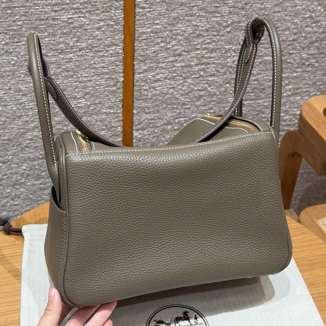 高仿Hermes*Lindy26系列H073428TC18大象灰牛皮金扣純手工