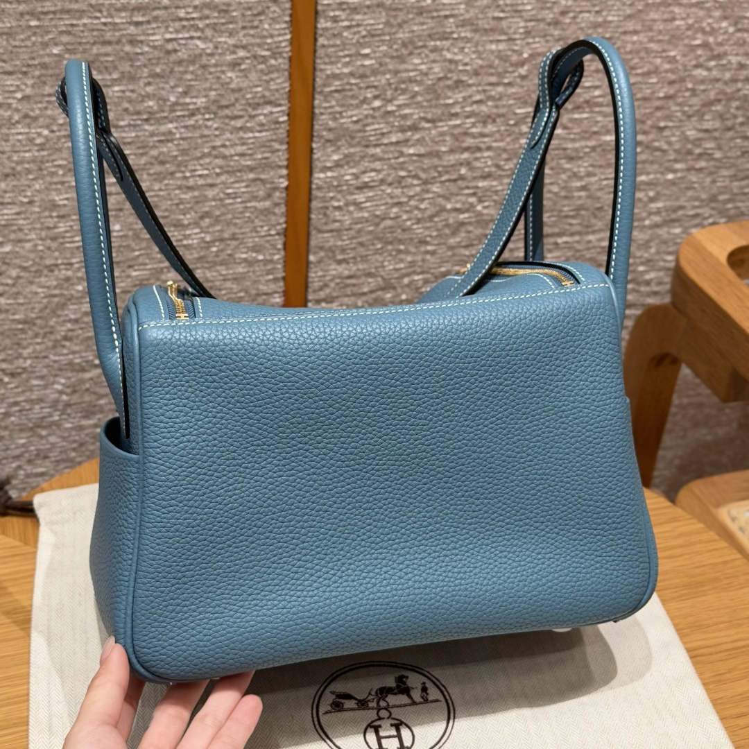 高仿Hermes*Lindy26系列H073428TC75牛仔藍牛皮金扣純手工