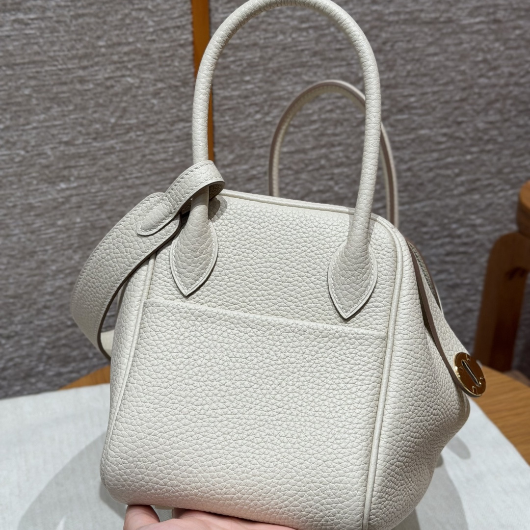 高仿Hermes*Lindy26系列H073428TC10奶昔白牛皮金扣純手工
