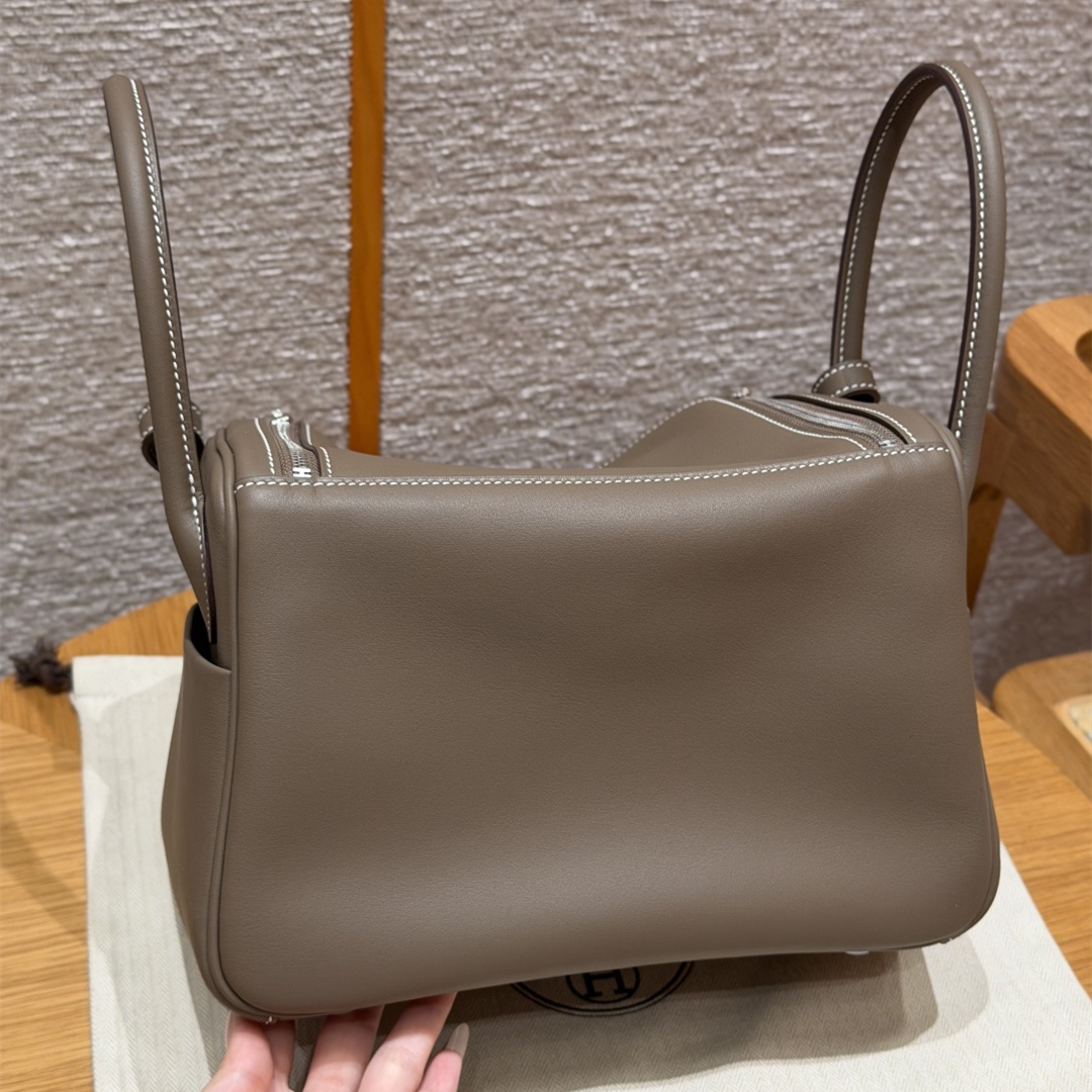 高仿Hermes*Lindy26系列H073428SW18大象灰牛皮銀扣純手工