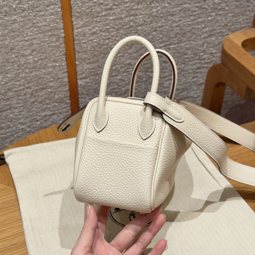 高仿Hermes*Lindy19系列H079086TCI2奶油白牛皮金扣純手工
