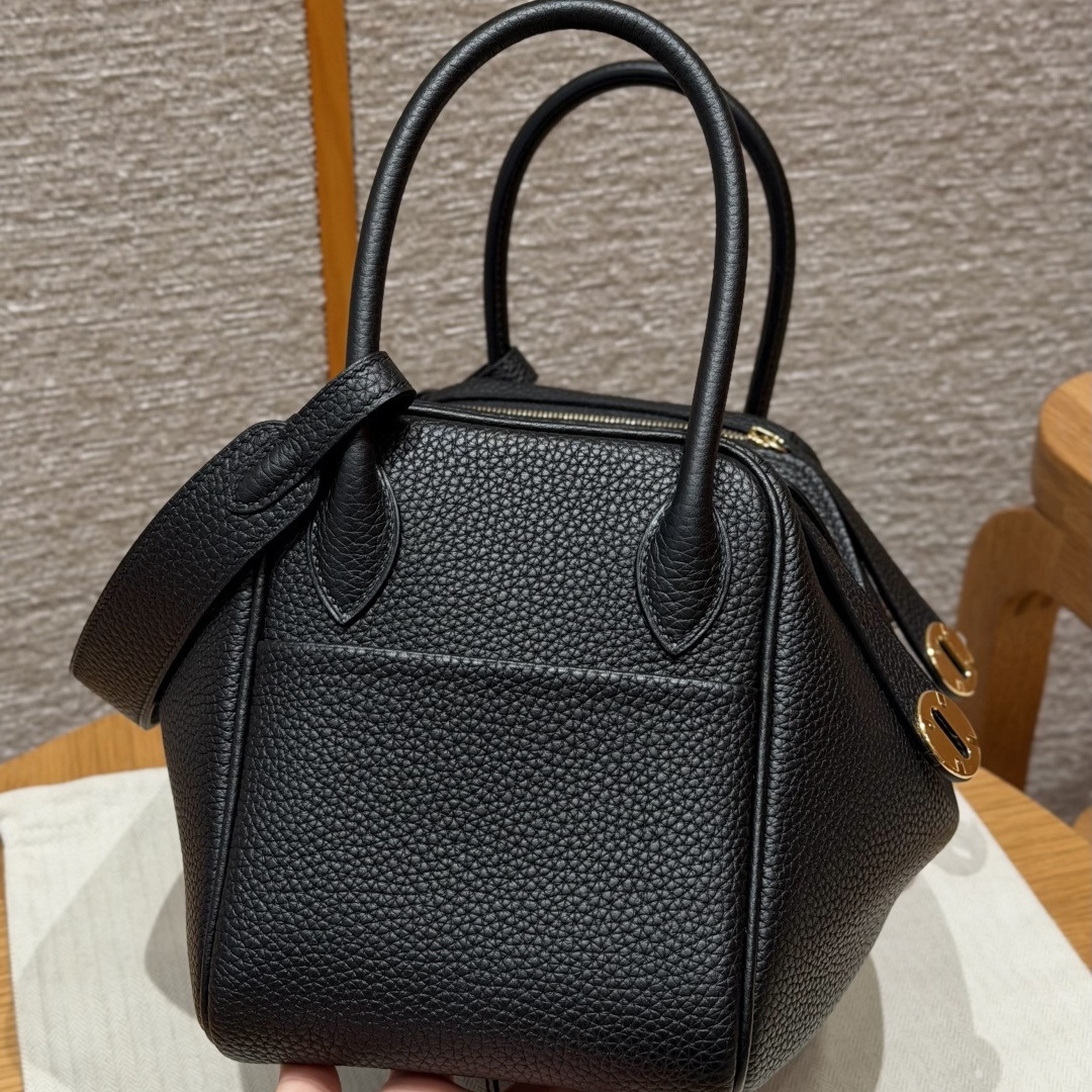 高仿Hermes*Lindy26系列H073428TC89黑色牛皮金扣純手工