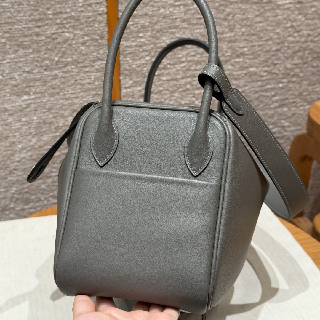 高仿Hermes*Lindy26系列H073428SW8F錫器灰牛皮銀扣純手工