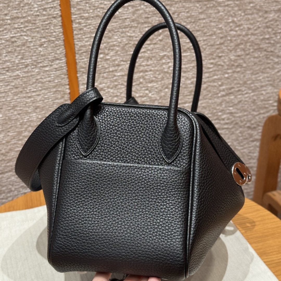高仿Hermes*Lindy26系列H073428TC89黑色牛皮金扣純手工