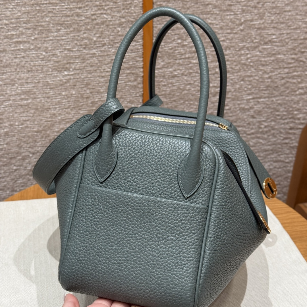 高仿Hermes*Lindy26系列H073428TC63杏仁綠牛皮金扣純手工