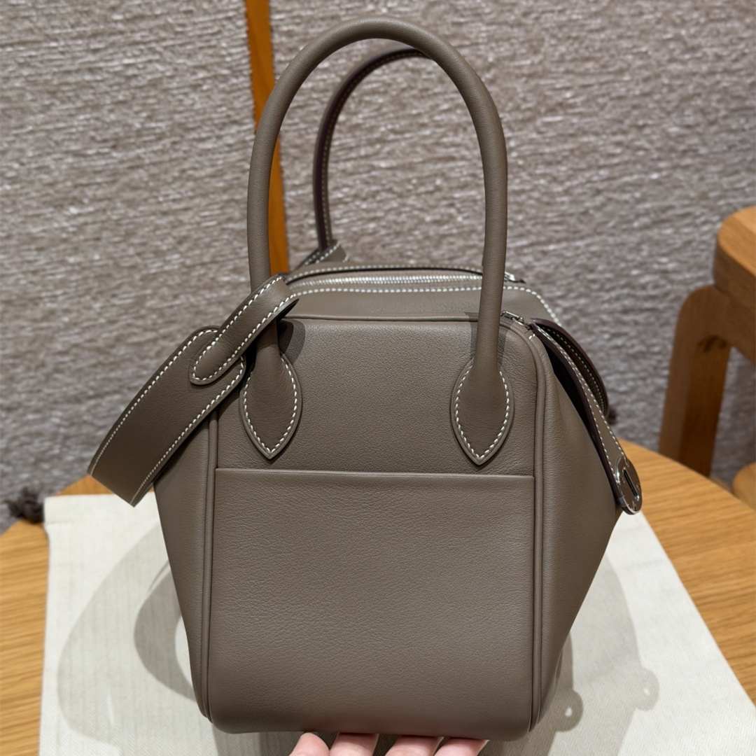 高仿Hermes*Lindy26系列H073428SW18大象灰牛皮銀扣純手工
