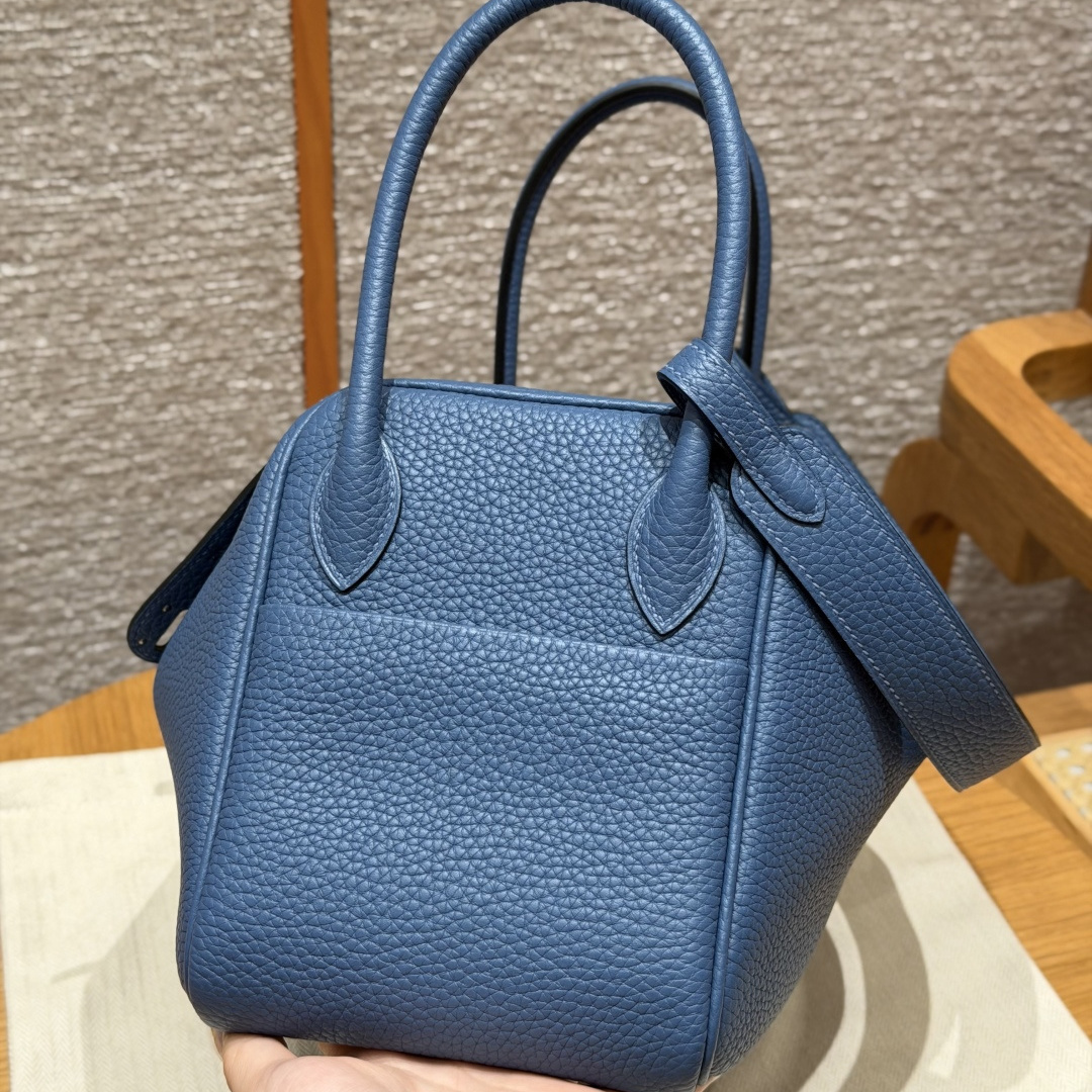 高仿Hermes*Lindy26系列H073428TCR2瑪瑙藍牛皮銀扣純手工