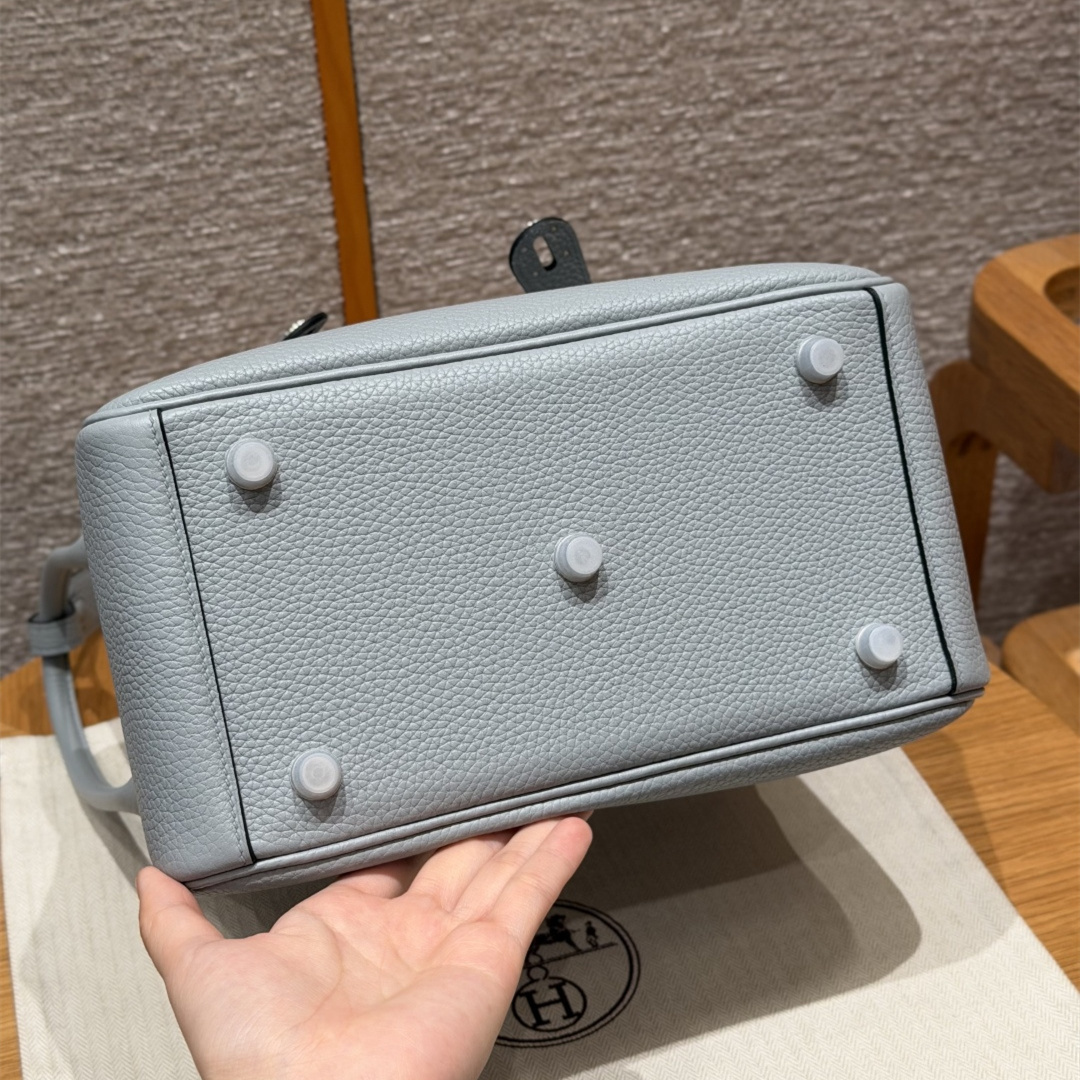 高仿Hermes*Lindy26系列H073428TCP0木偶灰牛皮銀扣純手工