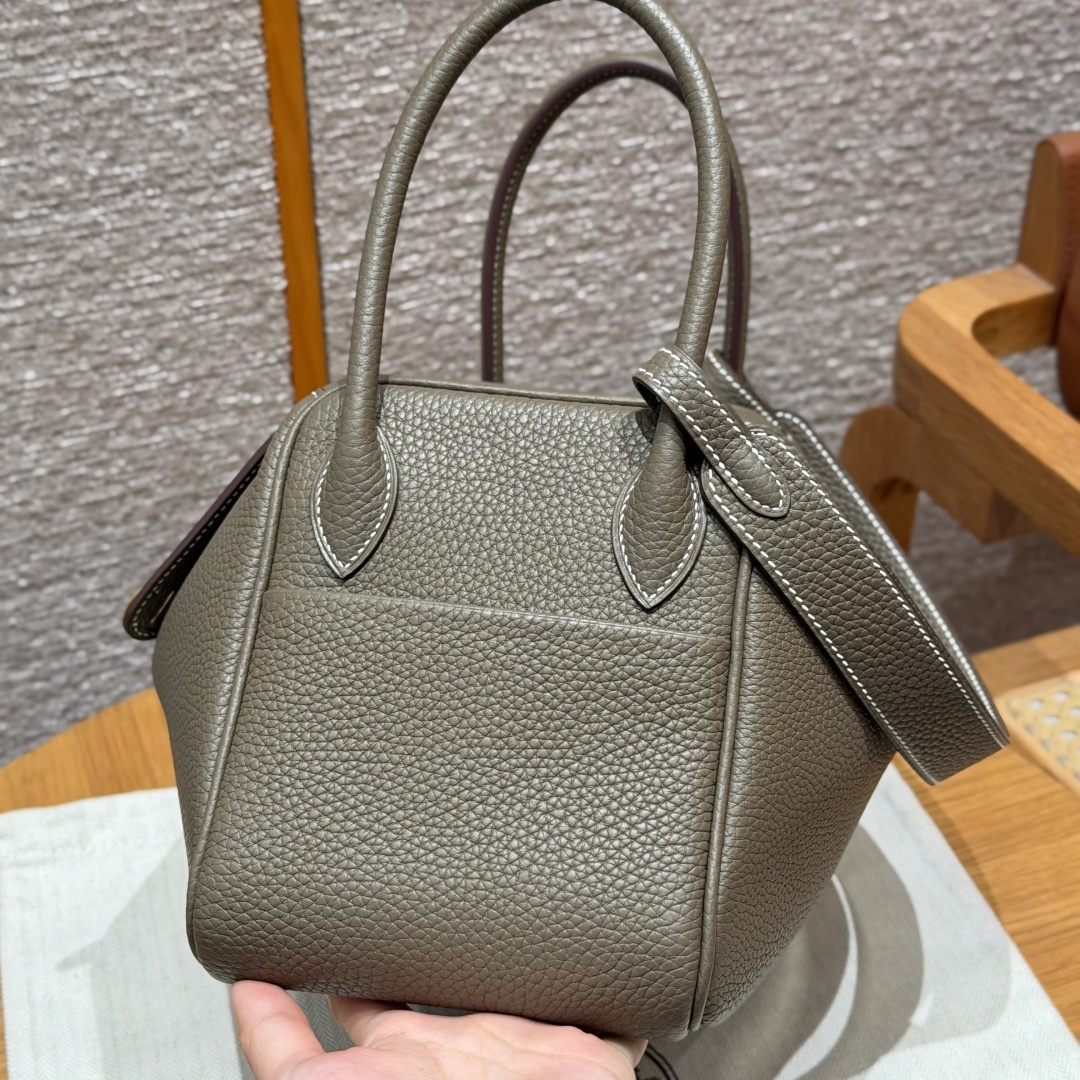 高仿Hermes*Lindy26系列H073428TC18大象灰牛皮金扣純手工
