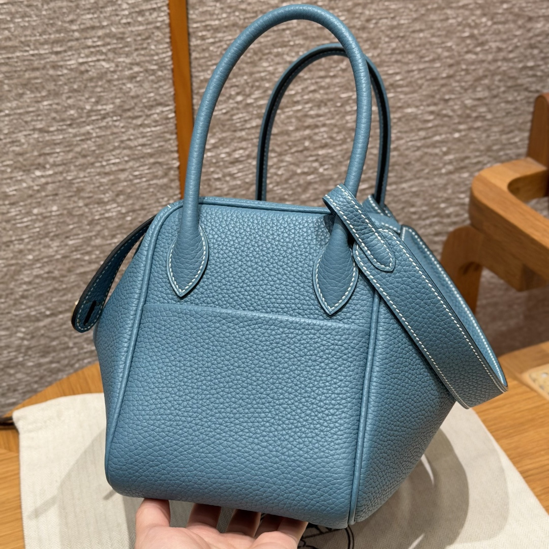 高仿Hermes*Lindy26系列H073428TC75牛仔藍牛皮金扣純手工