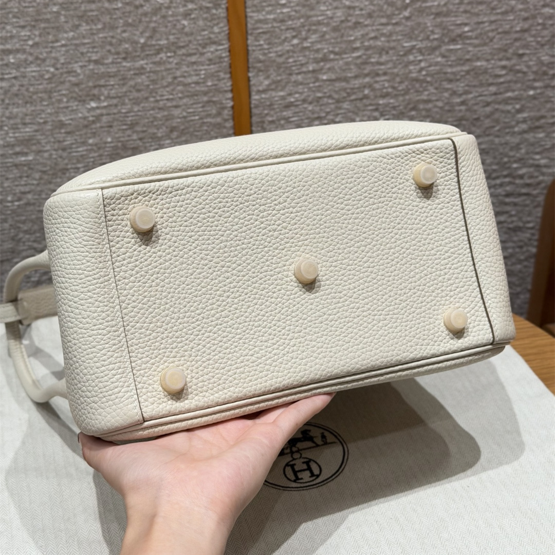高仿Hermes*Lindy26系列H073428TC10奶昔白牛皮金扣純手工