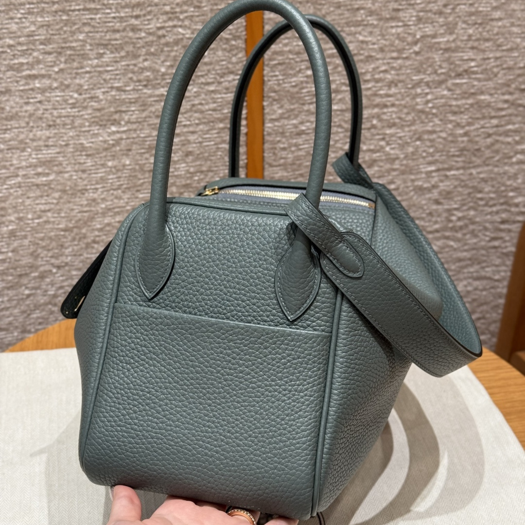 高仿Hermes*Lindy26系列H073428TC63杏仁綠牛皮金扣純手工