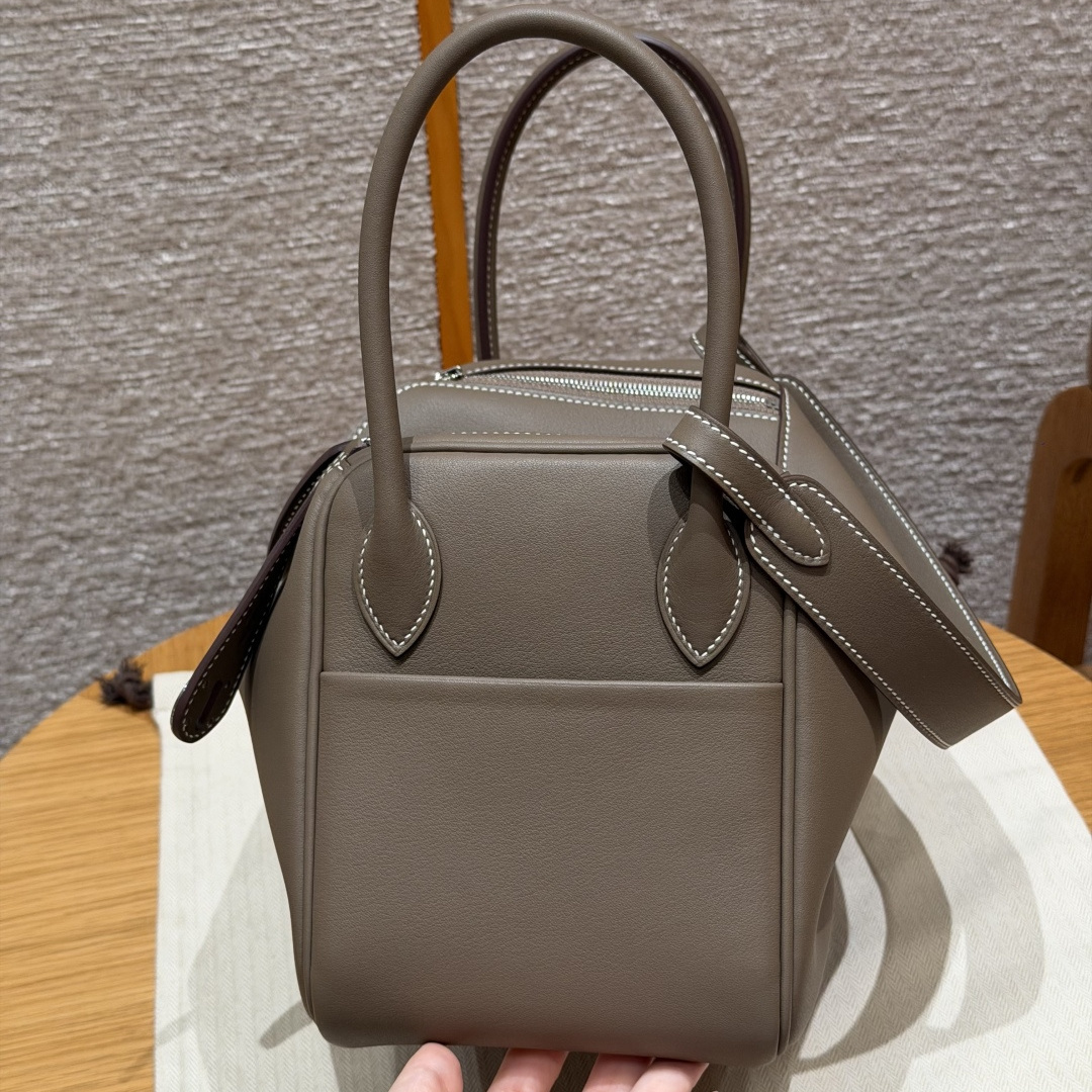 高仿Hermes*Lindy26系列H073428SW18大象灰牛皮銀扣純手工