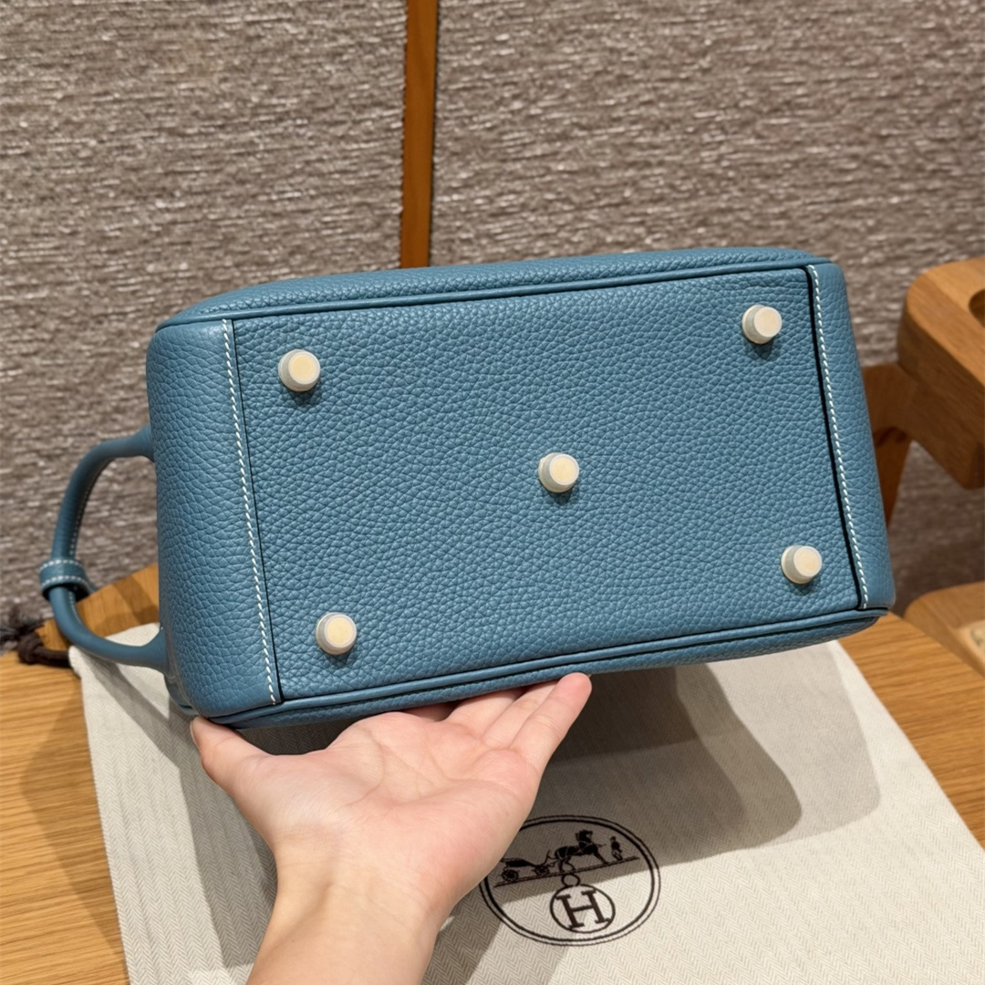 高仿Hermes*Lindy26系列H073428TC75牛仔藍牛皮金扣純手工