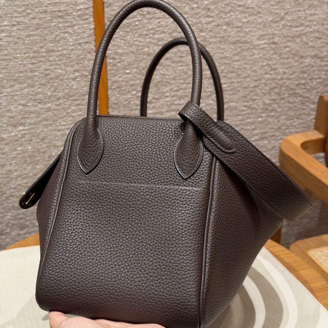 高仿Hermes*Lindy30系列H073426TC47巧克力色牛皮金扣純手工