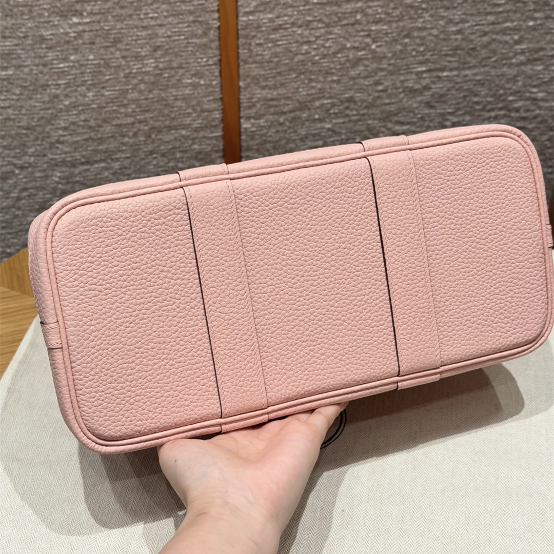 高仿Hermes*Garden Party30系列H0515683Q櫻花粉牛皮銀扣純手工