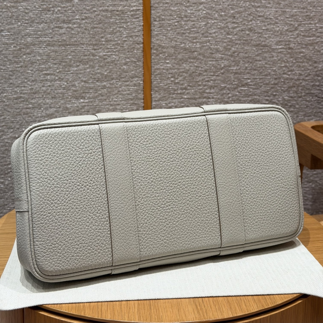 高仿Hermes*Garden Party36系列H0515598L冰川白牛皮銀扣純手工