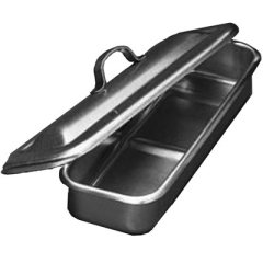 STAINLESS STEEL TRAY WITH STRAP HANDLE LID (8.5" X 3" X 1")
