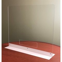 COUNTERTOP SHIELD - 32" CLEAR ACRYLIC WITH DOUBLE SIDE BASE &amp; PASS THRU