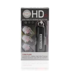 EARPEACE HD EARPLUGS - BLACK (PAIR W / CARRYING CASE &amp; BACK-UP EAR PLUG)