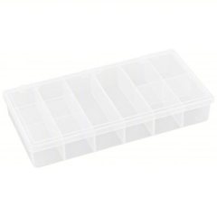 12 COMPARTMENT PLASTIC STORAGE CASE W / FIXED DIVIDERS - SMALL, 8.25" X 1.38"