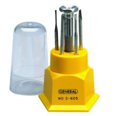 GENERAL TOOLS SCREWDRIVER SET - 5 VARIOUS SIZED BLADES, 1 CHUCK, 1 PLASTIC HOLDER