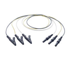 Alligator clip electrode cable, 3 pcs (Black, yellow, white)