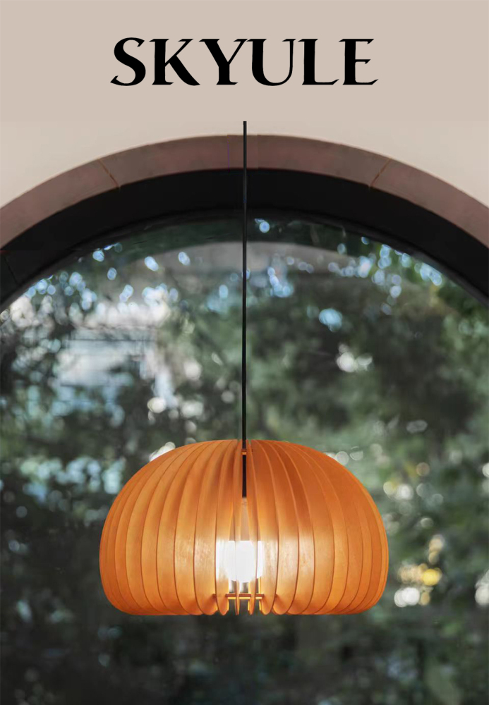 SKYULE Wooden Pumpkin Pendant Light