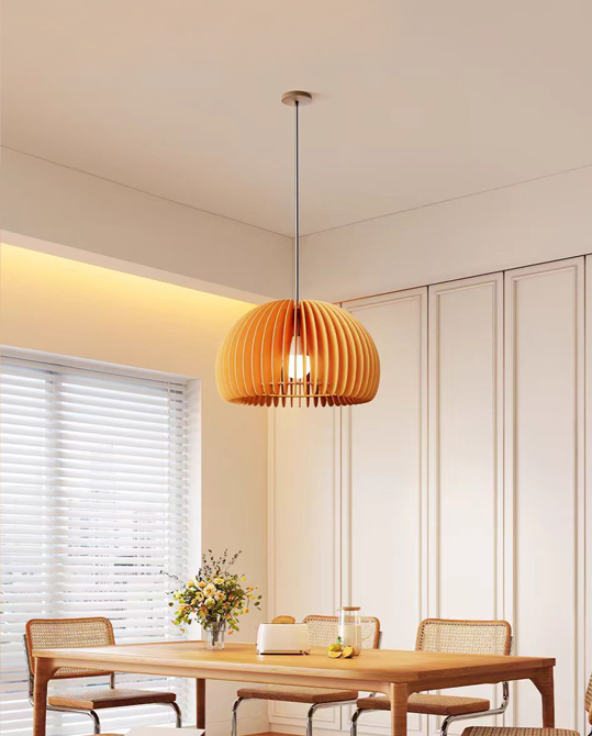 SKYULE Wooden Pumpkin Pendant Light