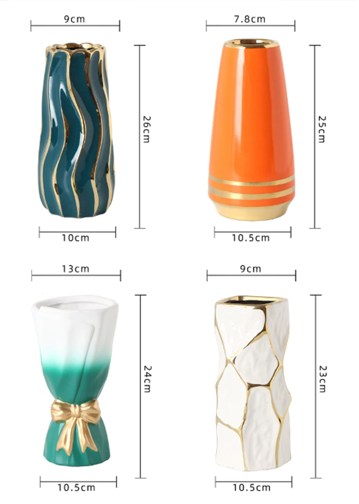 POTMAKER Luxury Gold-Accented Ceramic Vase Collection