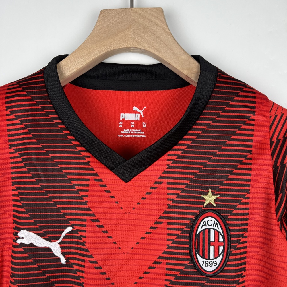 23-24 AC Milan Home Jersey Kids Kit(Jersey+Shorts)