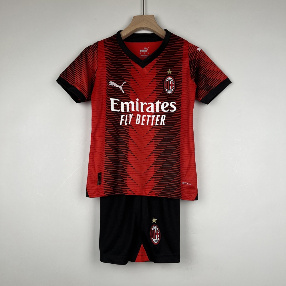23-24 AC Milan Home Jersey Kids Kit(Jersey+Shorts)