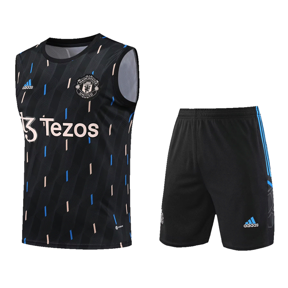 Manchester United Sleeveless Training Kit (Top+Shorts) Black 2022/23