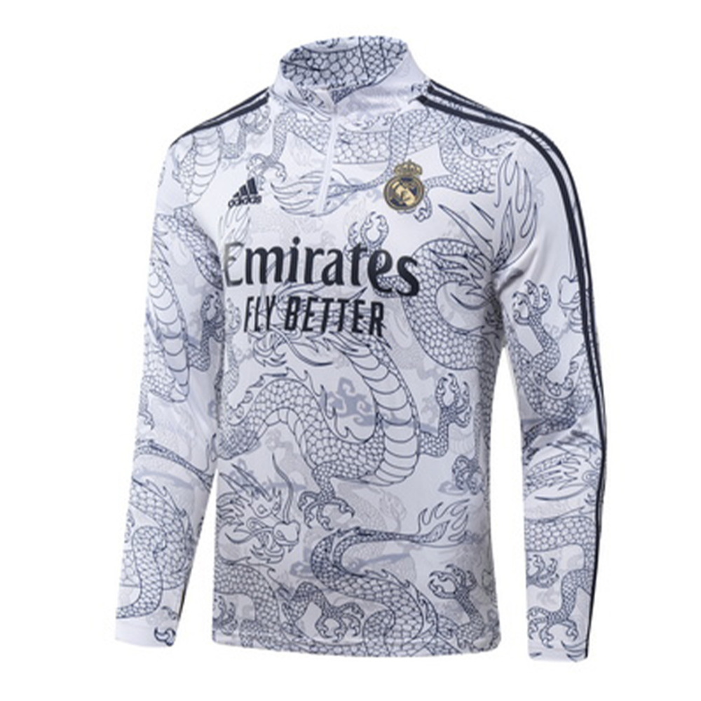 Real Madrid Zipper Sweatshirt Kit(Top+Pants) White 2023/24