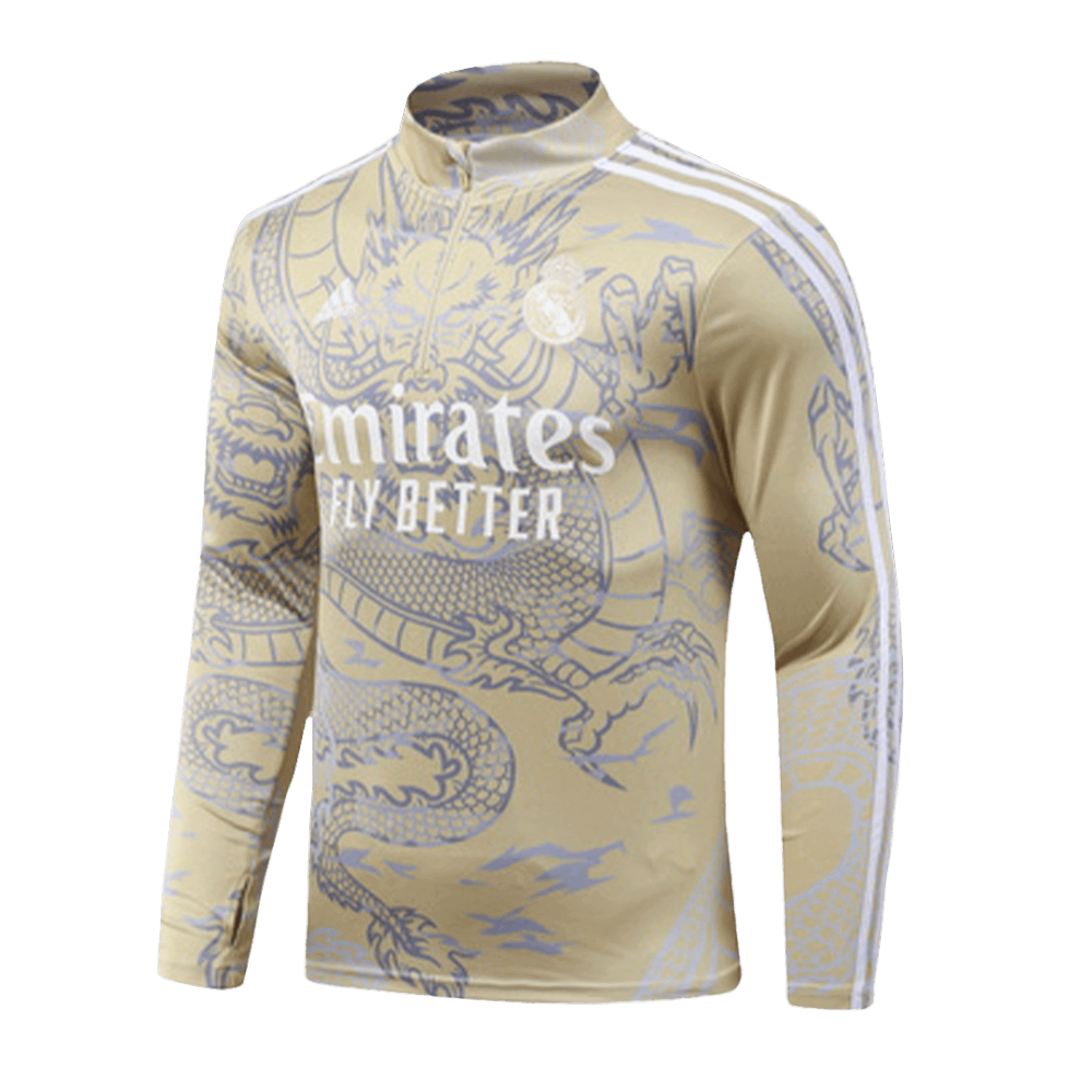 Real Madrid Zipper Sweatshirt Kit(Top+Pants) Yellow 2023/24