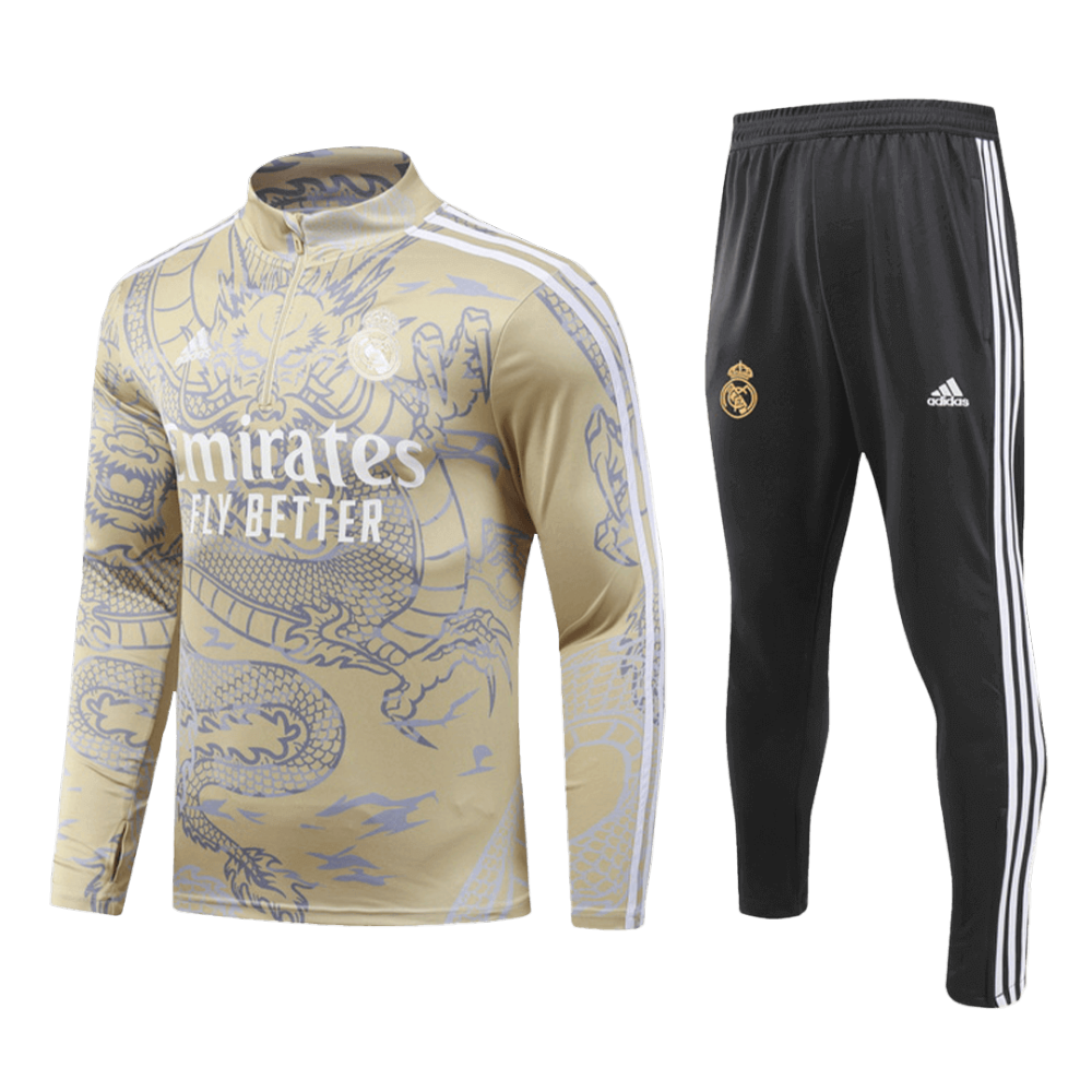 Real Madrid Zipper Sweatshirt Kit(Top+Pants) Yellow 2023/24
