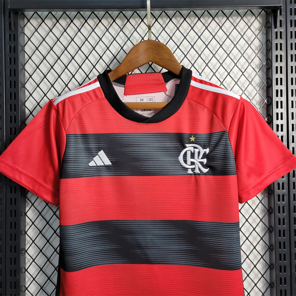 23-24 CR Flamengo Home Jersey Kids Kit Jersey+Shorts
