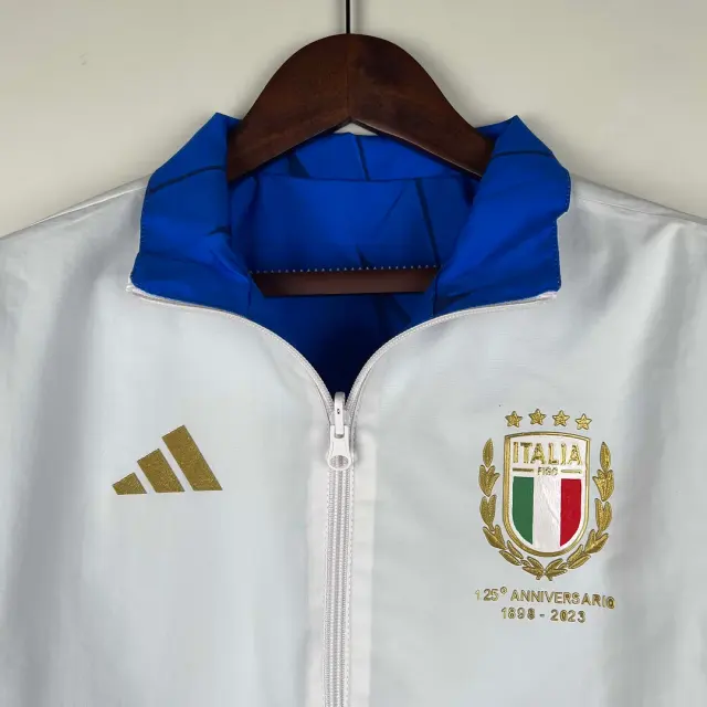 2023-2024 Italy Reversible Windbreaker （White-Blue）Soccer Jersey 1:1 Thai Quality