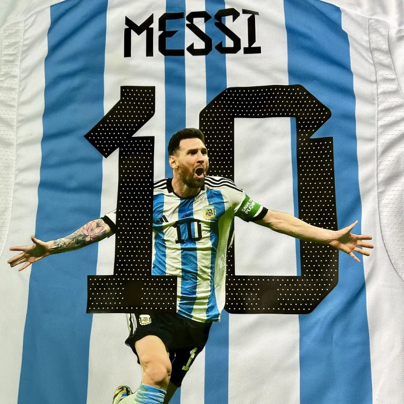 2022 Argentina World Cup Champion Edition 3 stars Home Jersey Print "Messi"