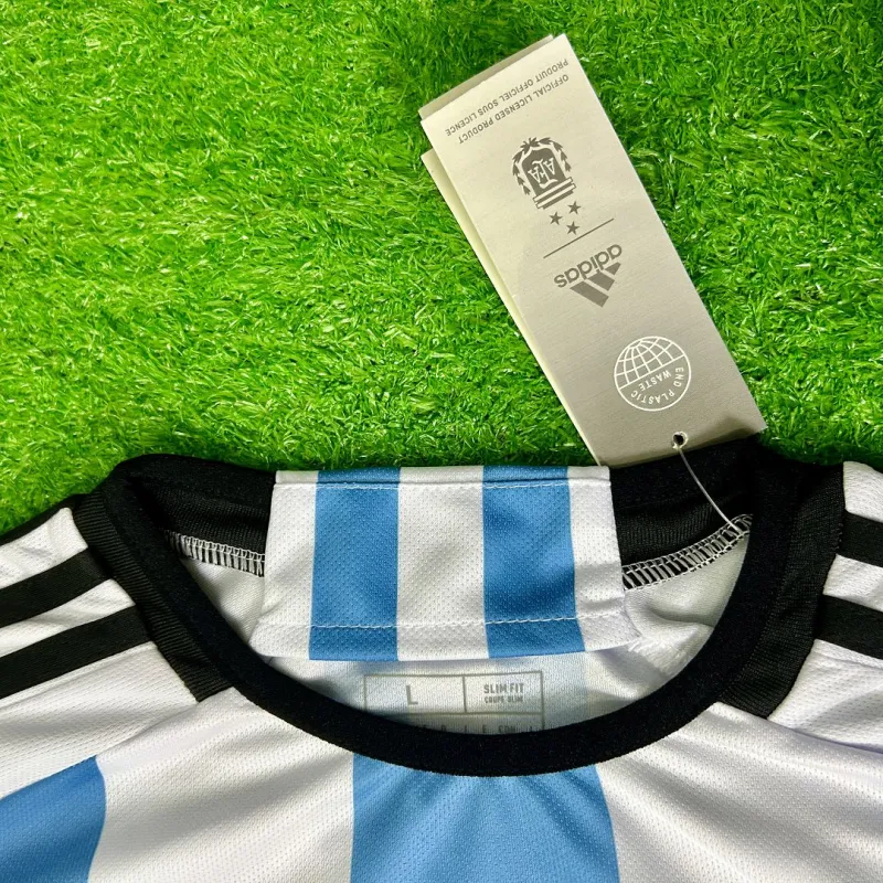 2022 Argentina World Cup Champion Edition 3 stars Home Jersey Print "Messi"