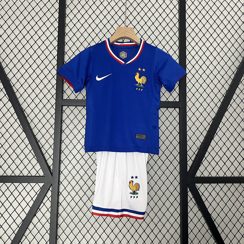 2024 France Euro Cup Home Kids Kit Jersey+Shorts