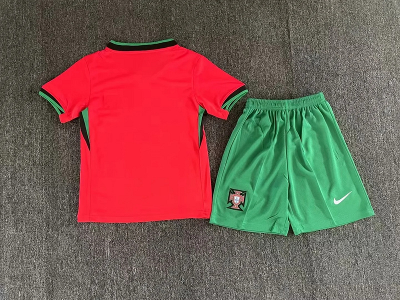 2024 Portugal Euro Cup Home Kids Kit Jersey+Short