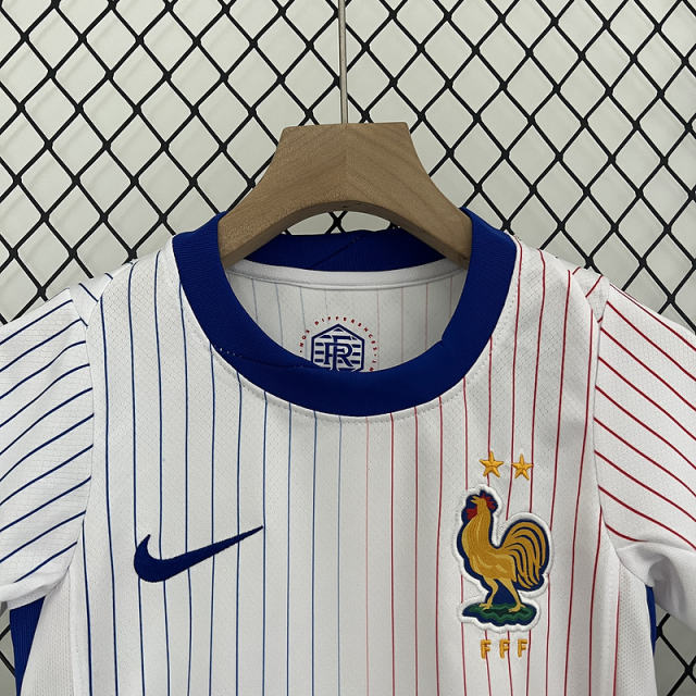 2024 France Euro Cup Away Kids Kit  Jersey+Shorts