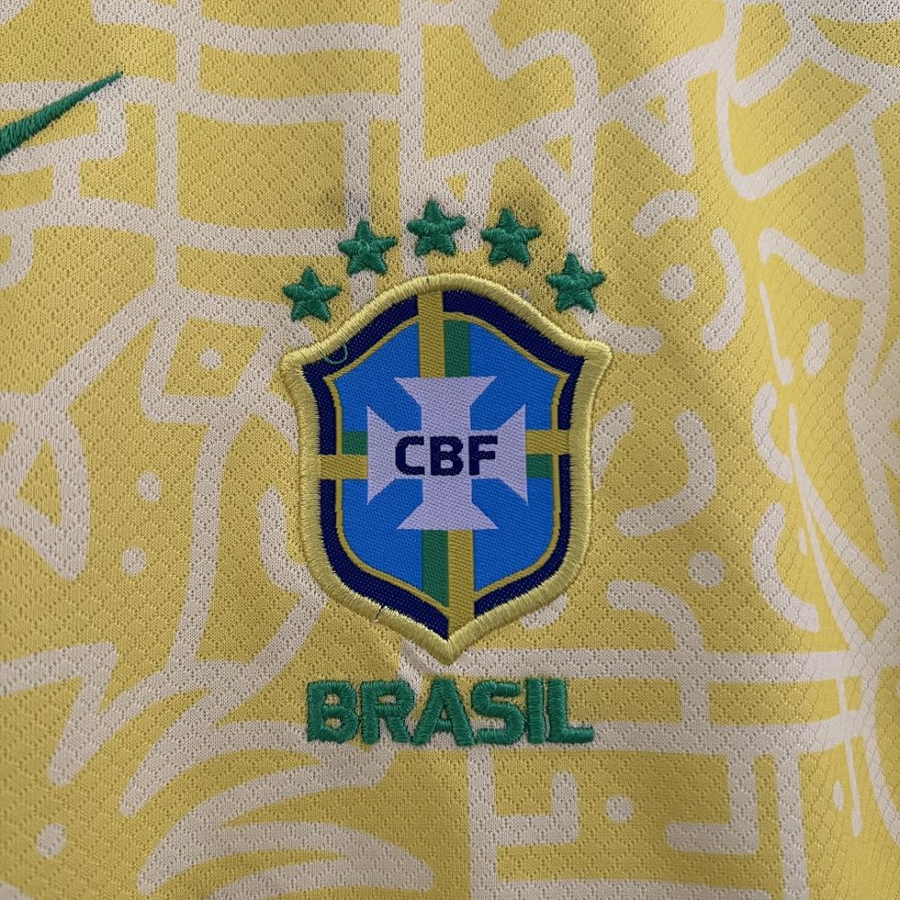 2024 Brazil Home Copa America Football Kids Kit Jersey+Shorts