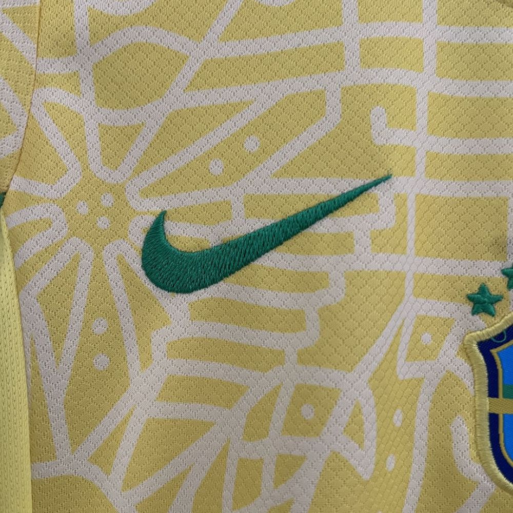2024 Brazil Home Copa America Football Kids Kit Jersey+Shorts