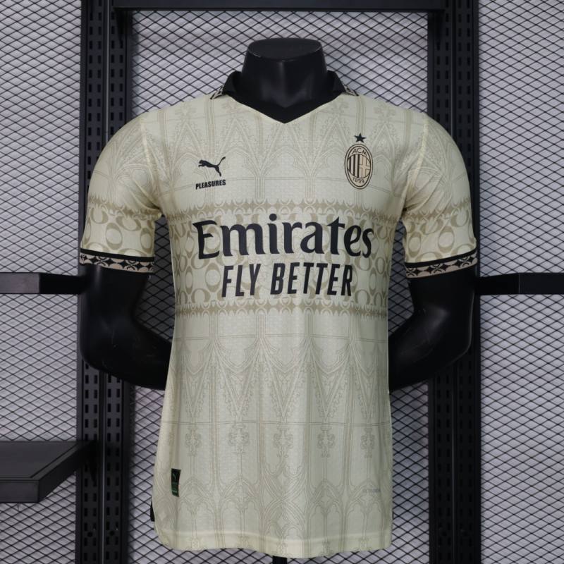 23-24 AC Milan x Pleasures Fourth Away Jersey Beige Shirt Player Version