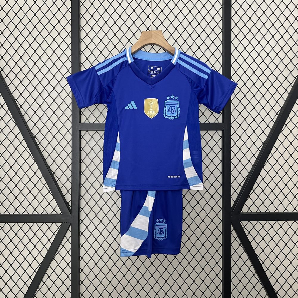 2024 Argentina Copa America Away Soccer Kids Kit Jersey+Shorts