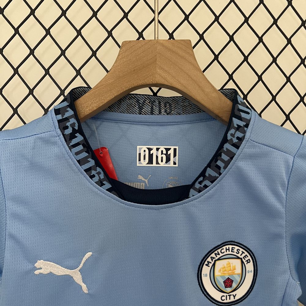 24-25 Manchester City Home Kids Kit  Jersey+Shorts